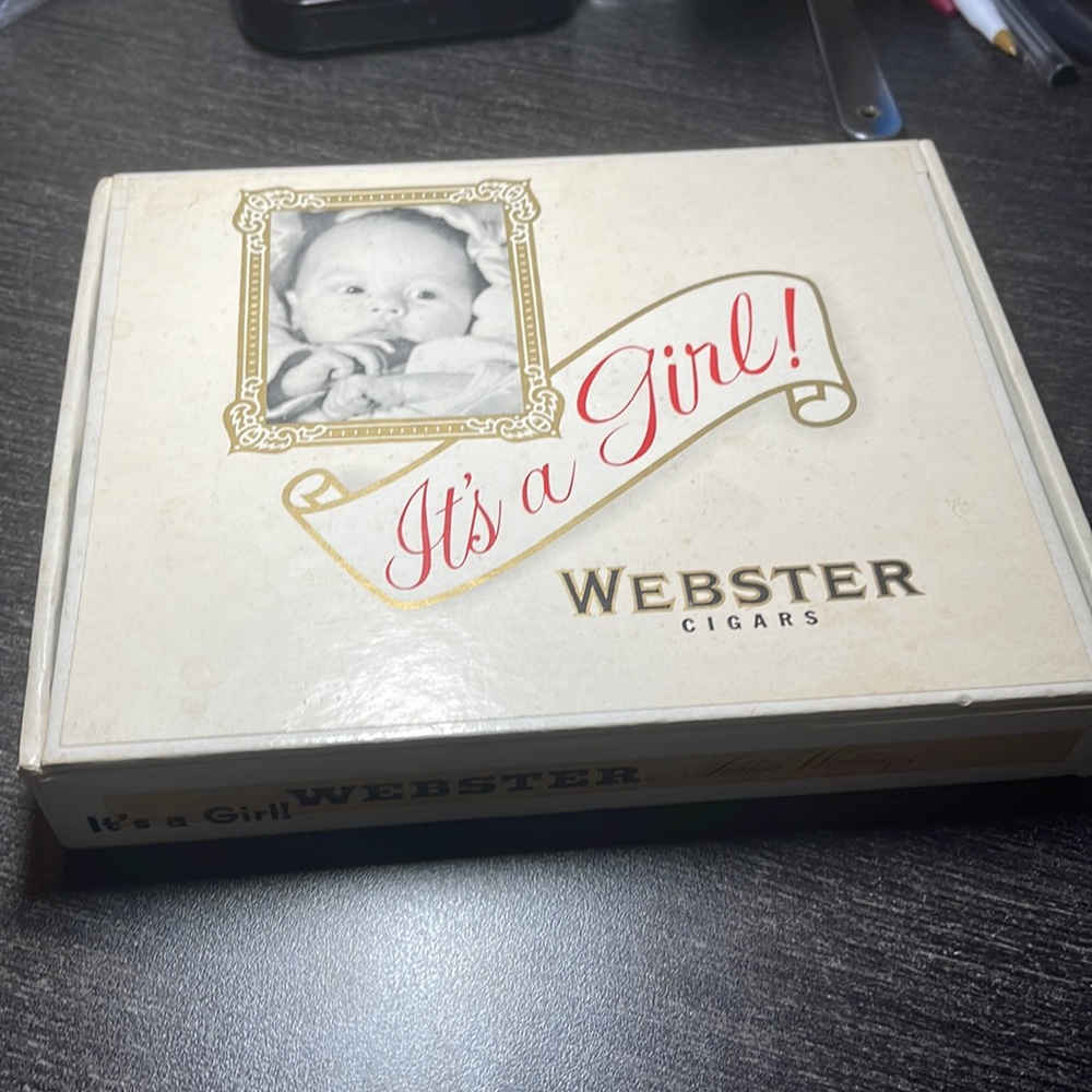 WEBSTER CIGARS BOX ITS A GIRL  8 in. by 6 in.